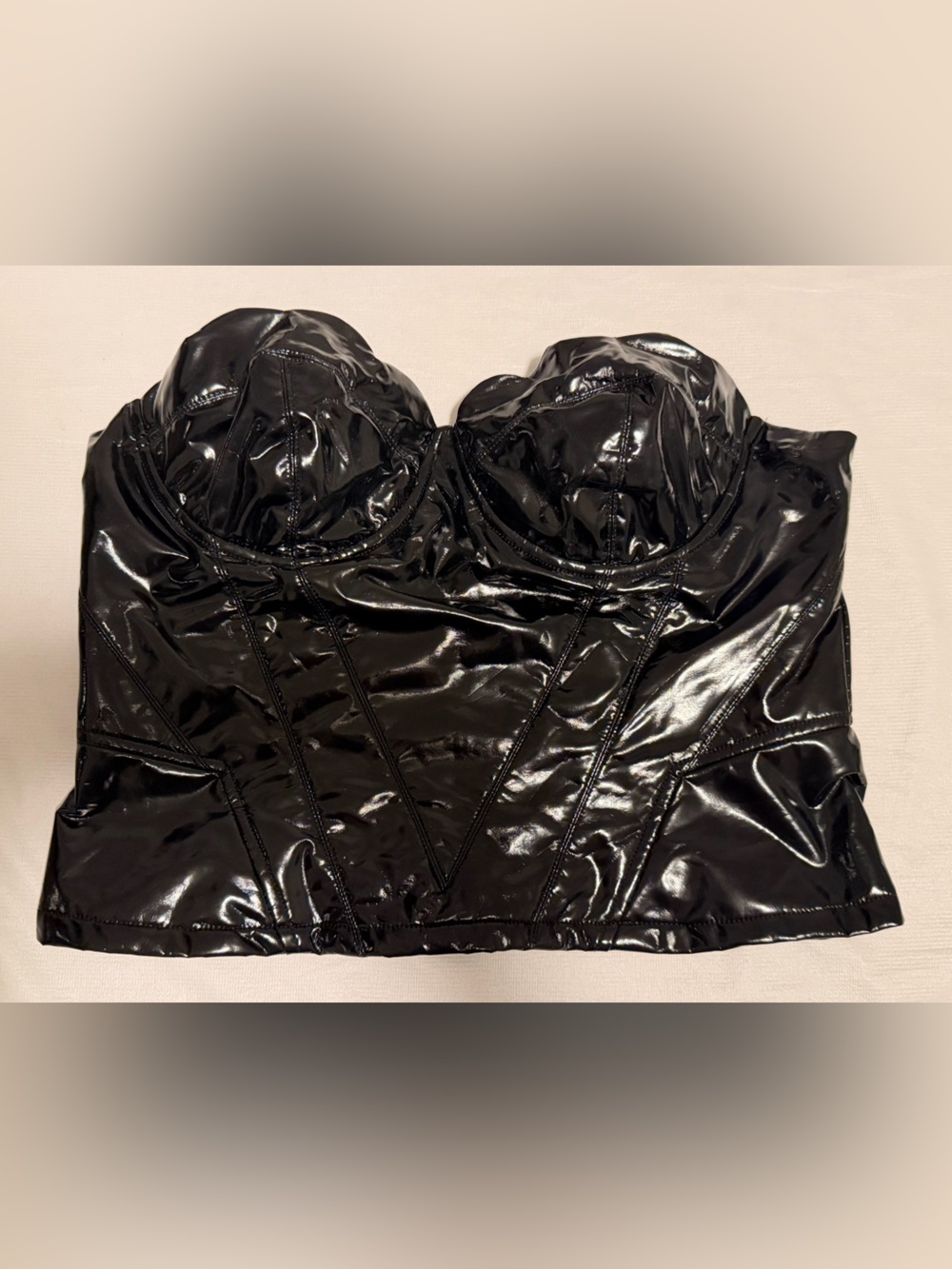 Fashion Nova Black Patent Bustier Crop Top NWOT